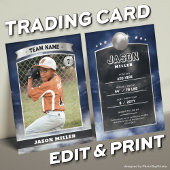 Custom Baseball Trading Card Blue Silver Stadium Telefonnummerkarte