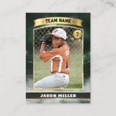 Custom Baseball Trading Card Green Gold Stadium Telefonnummerkarte (Vorderseite)