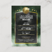 Custom Baseball Trading Card Green Gold Stadium Telefonnummerkarte (Rückseite)