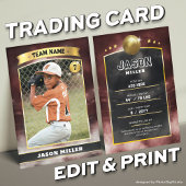Custom Baseball Trading Card Red Gold Stadium Telefonnummerkarte