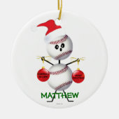 Custom Baseball Weihnachten Keramikornament (Vorne)