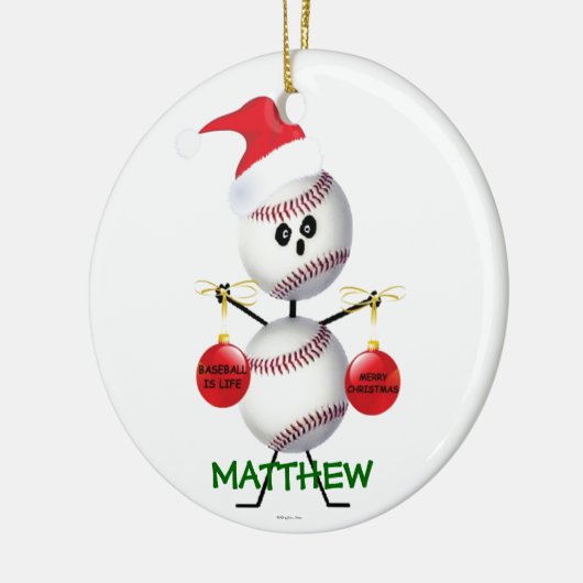 Custom Baseball Weihnachten Keramikornament (Links)