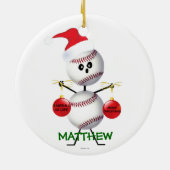 Custom Baseball Weihnachten Keramikornament (Hinten)