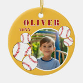 Custom Baseball Yellow Sports Foto Keramik Ornament (Vorne)