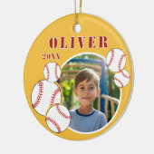 Custom Baseball Yellow Sports Foto Keramik Ornament (Links)