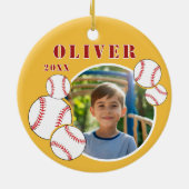 Custom Baseball Yellow Sports Foto Keramik Ornament (Hinten)