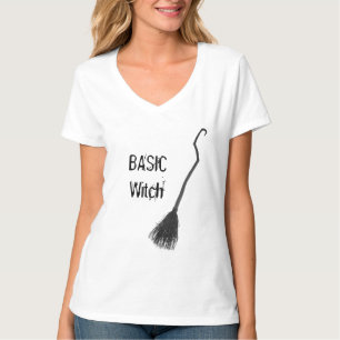 Custom BASIC WITCH Broom Niedlich Funny Women V-Na T-Shirt