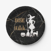 Custom BASIC WITCH w Cat Funny Cool Ästhetik Niedl Pappteller (Vorderseite)