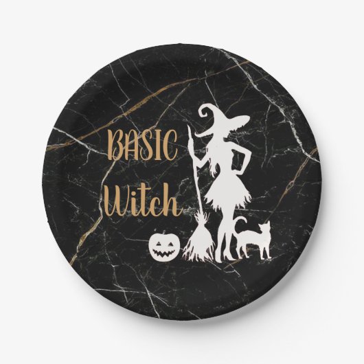 Custom BASIC WITCH w Cat Funny Cool Ästhetik Niedl Pappteller (Vorderseite)
