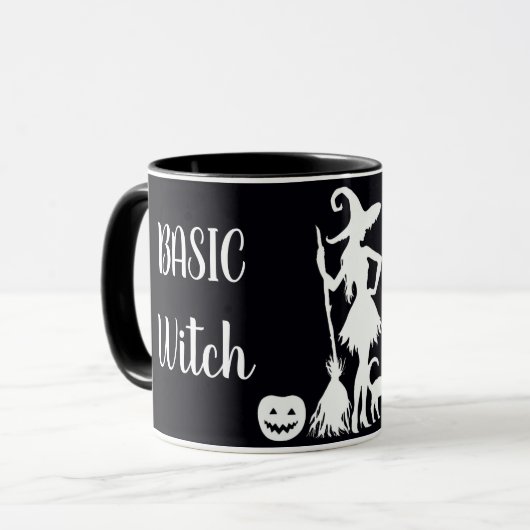 Custom BASIC WITCH w Cat Funny Geschenk Coole Ästh Tasse (Vorderseite Links)