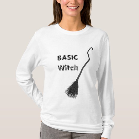 Custom BASIC WITZ Broom Funny Women Long Sleeve T-Shirt (Vorderseite)