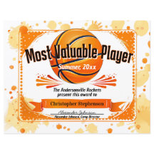 Custom Basketball Award MVP Personalisiert Team Ca