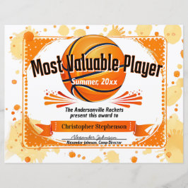 Custom Basketball Award MVP Personalisiert Team Ca