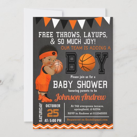 Custom Basketball Baby Dusche Einladung (Vorderseite)
