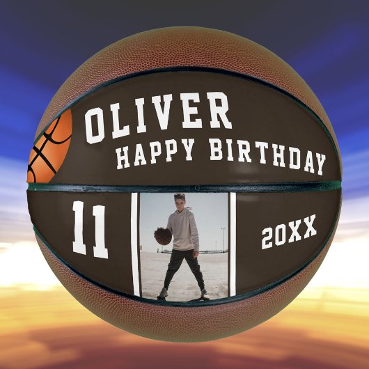 Custom Basketball Ball Happy Geburtstag mit Foto