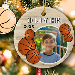 Custom Basketball Ball Wood Sports Foto Keramik Ornament