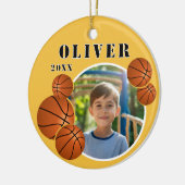 Custom Basketball Ball Yellow Sports Foto Keramik Ornament (Links)
