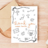 Custom Basketball Coach Thank you Card Doodle Dankeskarte