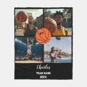 Custom Basketball Foto Collage mit Name & Jahr Fleecedecke (Vorderseite)