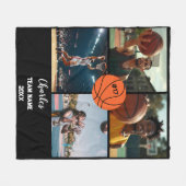 Custom Basketball Foto Collage mit Name & Jahr Fleecedecke (Vorderseite (Horizontal))