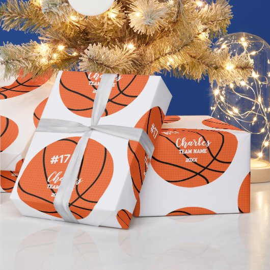 Custom Basketball Geschenkwrap mit Name & Nummer Geschenkpapier (Feiertage)