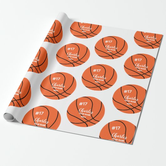 Custom Basketball Geschenkwrap mit Name & Nummer Geschenkpapier (Ungerollt)