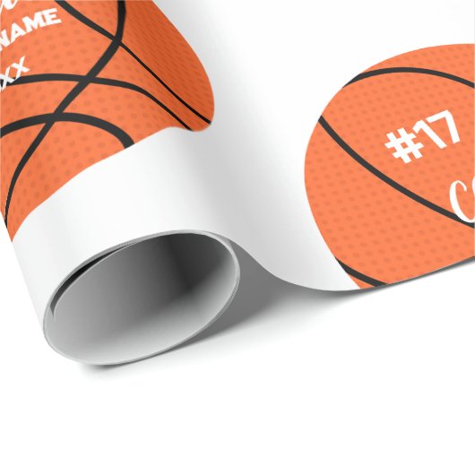 Custom Basketball Geschenkwrap mit Name & Nummer Geschenkpapier (Rolleneckpunkt)