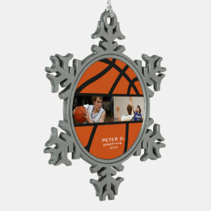 Custom Basketball Personalisiertes Foto Weihnachte Schneeflocken Zinn-Ornament