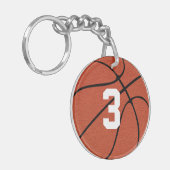 Custom Basketball Player Jersey Nummer oder Initia Schlüsselanhänger (Vorderseite links)
