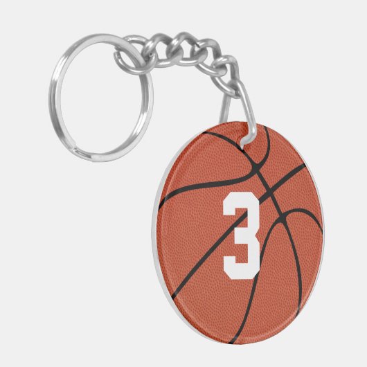 Custom Basketball Player Jersey Nummer oder Initia Schlüsselanhänger (Vorderseite links)