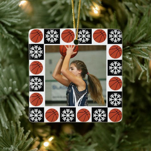 Custom Basketball Player Sports Photo Christmas Keramikornament (Baum)