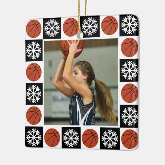 Custom Basketball Player Sports Photo Christmas Keramikornament (Links)