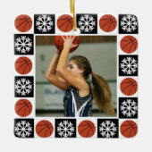 Custom Basketball Player Sports Photo Christmas Keramikornament (Vorderseite)