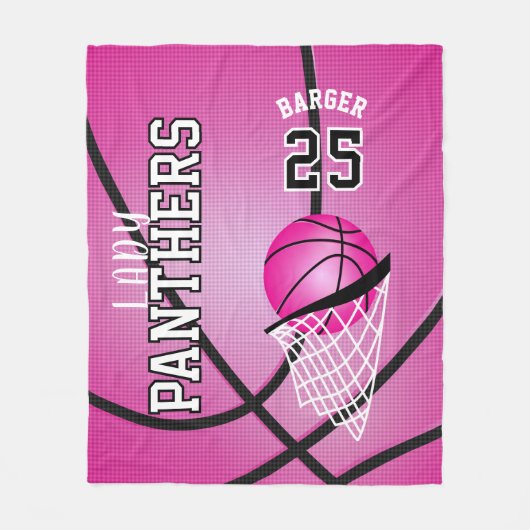 Custom - Basketball Sport Design - Rosa Fleecedecke (Vorderseite)