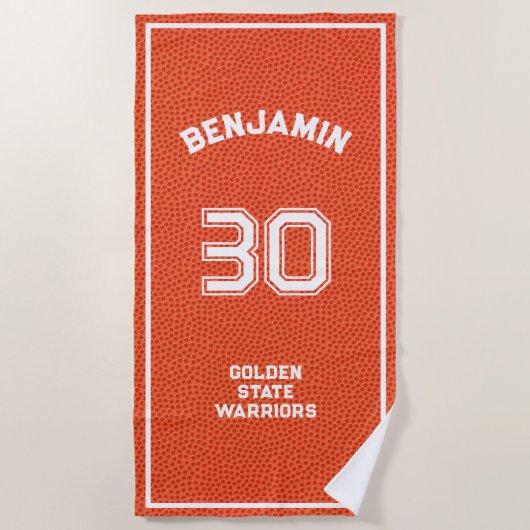 Custom Basketball Textured Orange Strandtuch (Vorderseite)