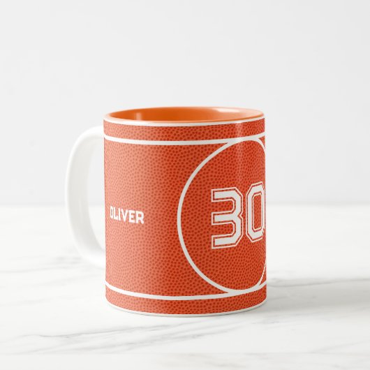 Custom Basketball Textured Orange Zweifarbige Tasse (Vorderseite Links)