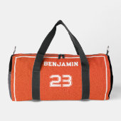 Custom Basketball Textured Player Number Orange Duffle Bag (Rückseite)