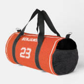Custom Basketball Textured Player Number Orange Duffle Bag (Rechte Ecke)