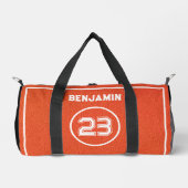 Custom Basketball Textured Player Number Orange Duffle Bag (Vorderseite)