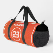 Custom Basketball Textured Player Number Orange Duffle Bag (Rechte Ecke)