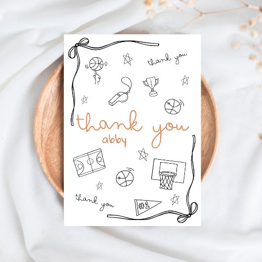 Custom Basketball Thank you Card Doodle Dankeskarte