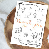 Custom Basketball Thank you Card Doodle Dankeskarte