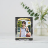 Custom Basketball Trading Card Black Gold Stadium Telefonnummerkarte (Stehend Vorderseite)