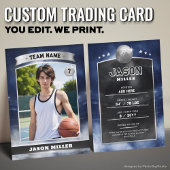 Custom Basketball Trading Card Blue Silver Stadium Telefonnummerkarte