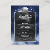 Custom Basketball Trading Card Blue Silver Stadium Telefonnummerkarte (Rückseite)