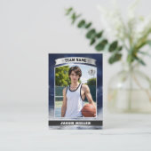 Custom Basketball Trading Card Blue Silver Stadium Telefonnummerkarte (Stehend Vorderseite)