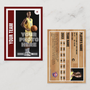 Custom Basketball Trading Card - Dunkelrot Telefonnummerkarte