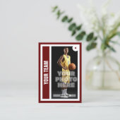 Custom Basketball Trading Card - Dunkelrot Telefonnummerkarte (Stehend Vorderseite)