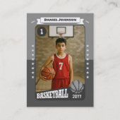 Custom Basketball Trading Card, Gray Retro Player Telefonnummerkarte (Vorderseite)