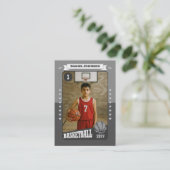 Custom Basketball Trading Card, Gray Retro Player Telefonnummerkarte (Stehend Vorderseite)